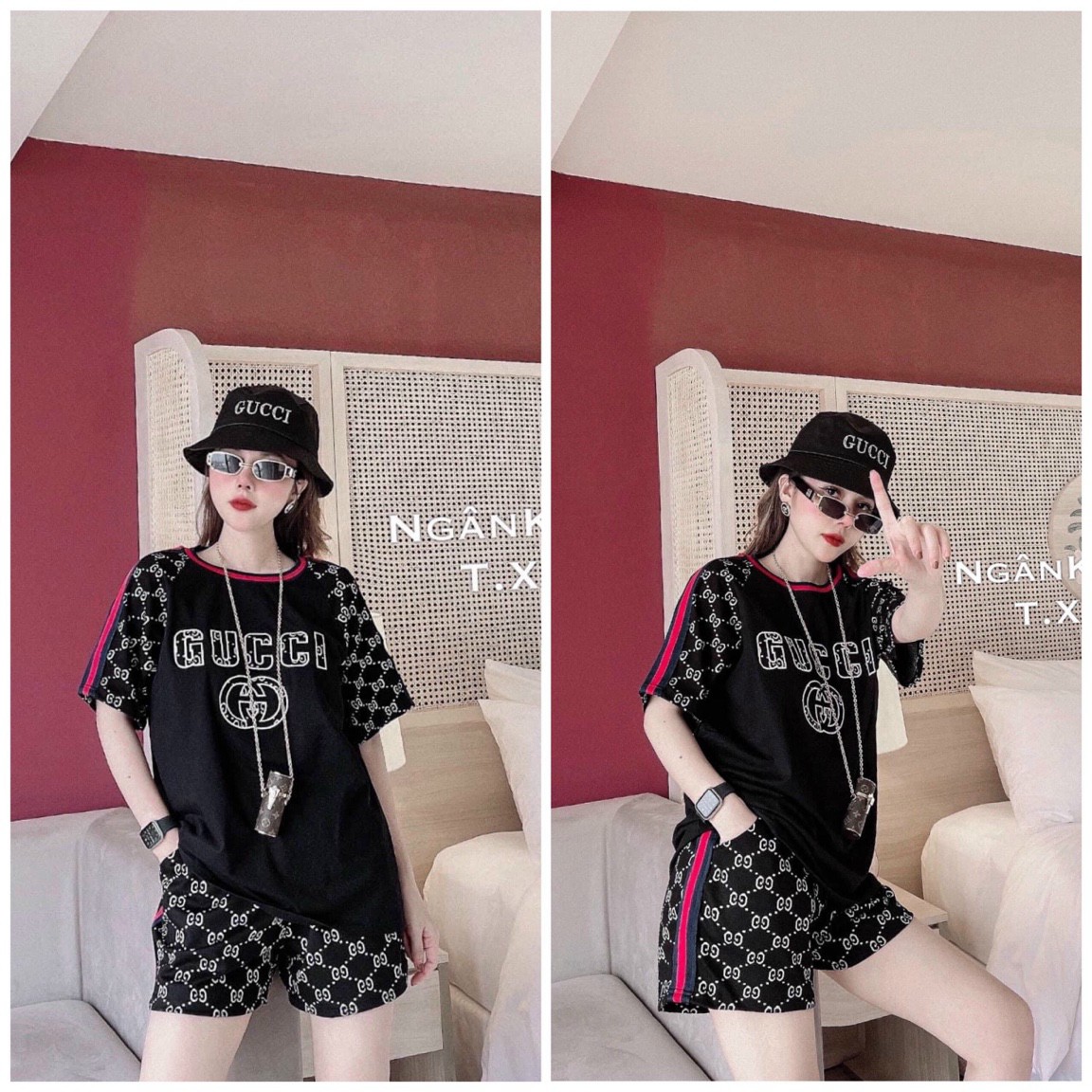 SET BỘ THỜI TRANG GUCCI THÊU- BTN299